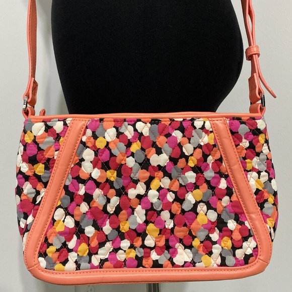 Vera Bradley Handbag Trimmed Trapeze Crossbody Purse Pixie Confetti Zip Top - Picture 2 of 8